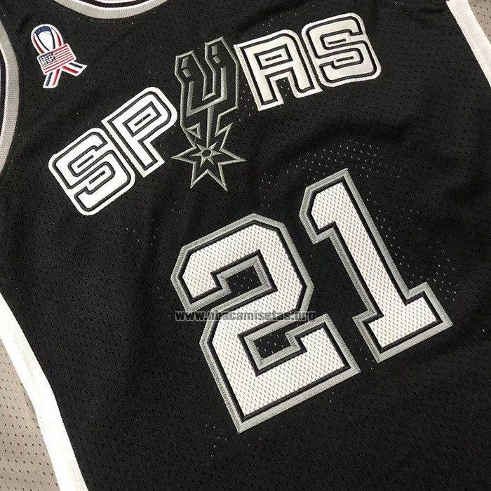 Camiseta San Antonio Spurs Tim Duncan NO 21 Mitchell & Ness 2001-02 Negro